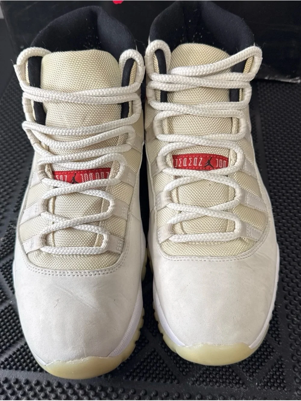 Jordan Men’s High-Top Sneakers in Cream with Red Accents